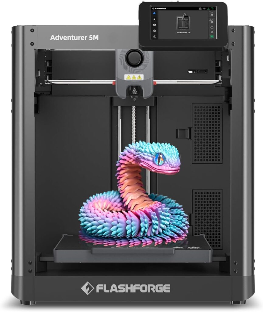 FLASHFORGE Adventurer 5M 3D Printer with Fully Auto Leveling, Max 600mm/s High Speed Printing, 280°C Direct Extruder with 3S Detachable Nozzle, Core XY All Metal Structure, Print Size 220x220x220mm